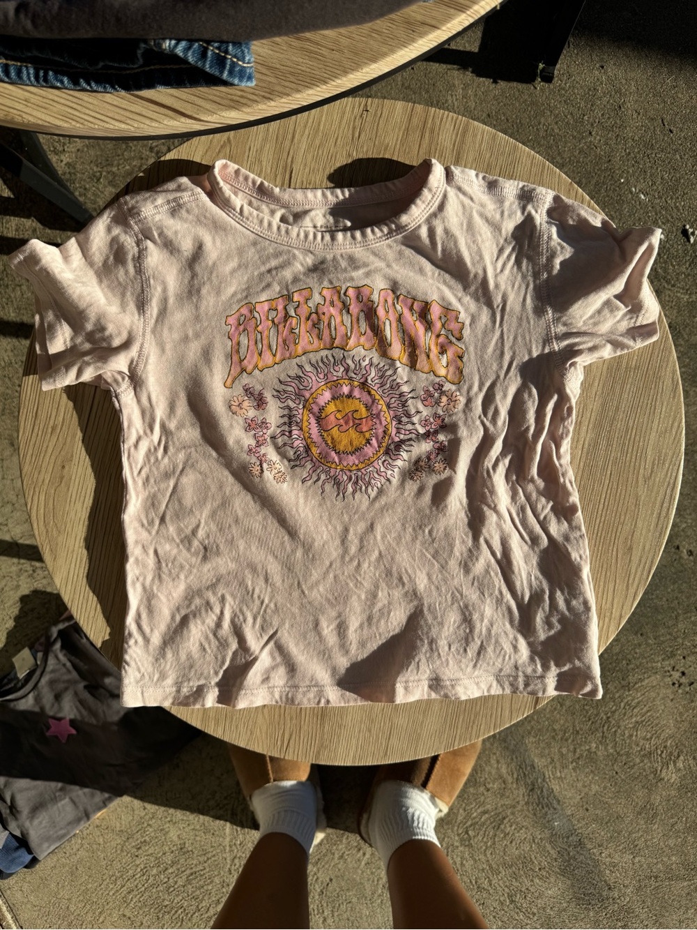 Billabong Pink Short-Sleeve Tee with Sun Graphic